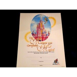 Walt Disney World 25th Anniversary Magic Moment Certificate Blank Unused Rare